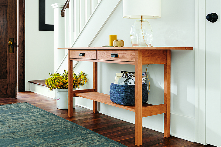 Kerns Console Table with Kori Storage Bin.