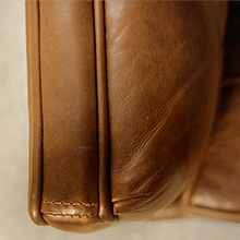 signs of use in a top-grain, full-aniline-dyed leather