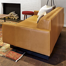example of leather seams in leather upholstered furniture and sofas