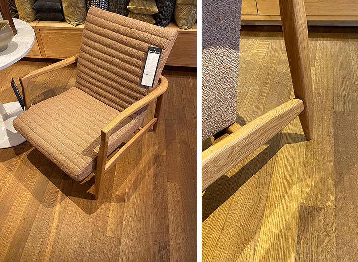 new white oak chair frame on old white oak floor