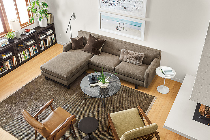 Andre sofa with reversible chaise on left side of sofa