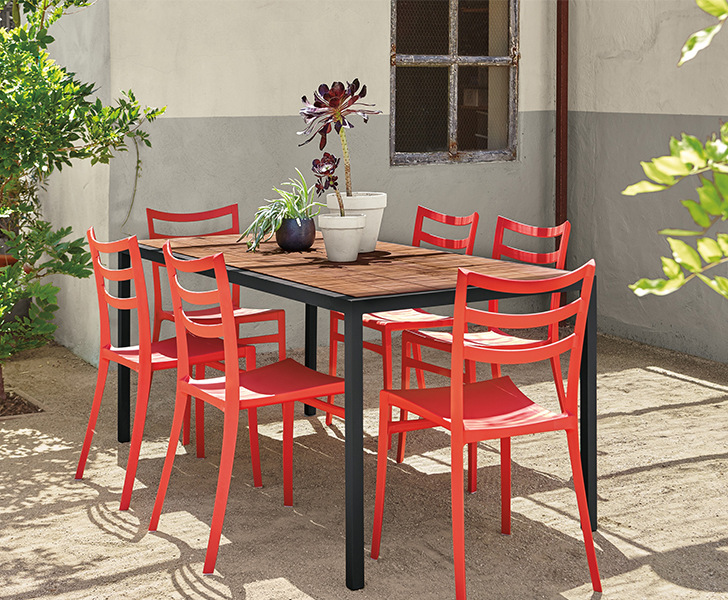 Sabrina outdoor dining chair and Montego outdoor table