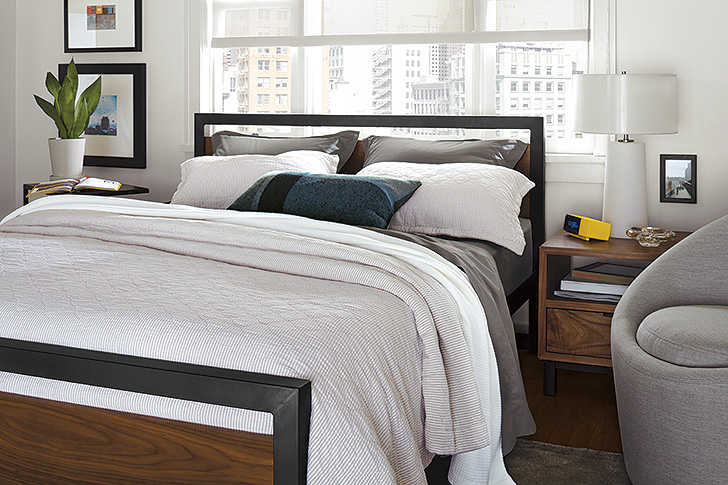 Piper queen bed with Room & Board mattress