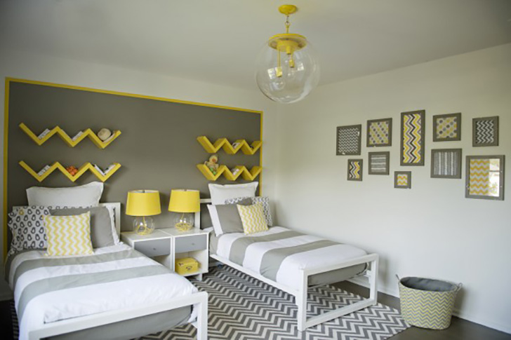 Boys' bedroom with Piper beds chevron city