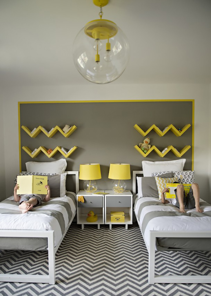 Boys' bedroom with Piper beds with Moda nightstands 