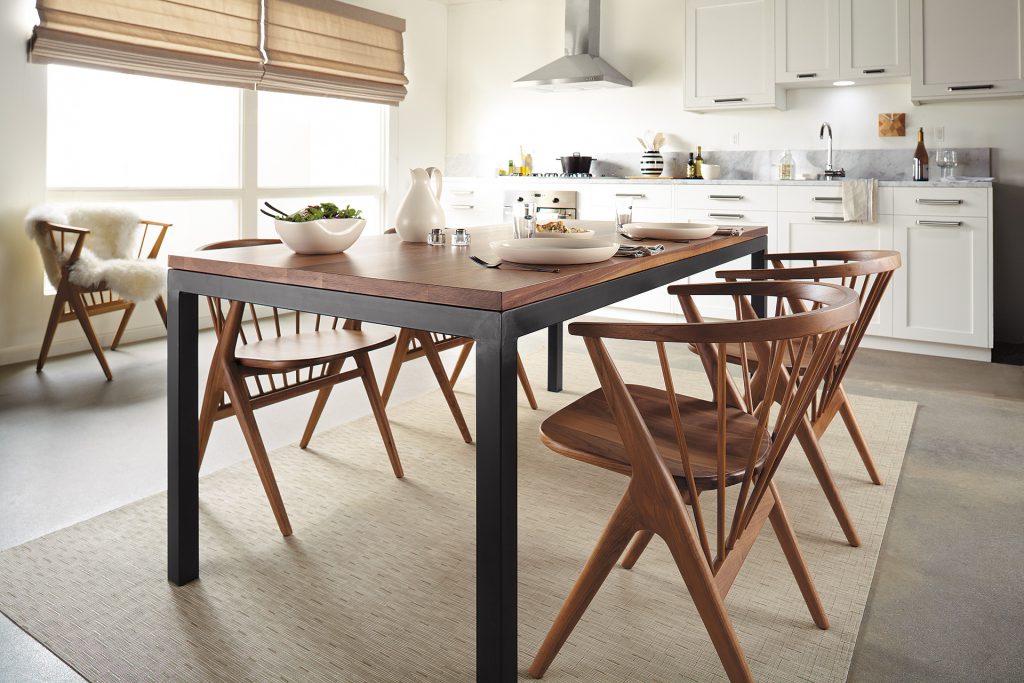 Parsons table with Soren chairs in dining room