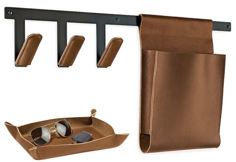 Artisan-crafted gifts: Brando leather tray and Squire wall organizer 