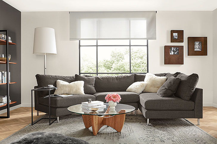Curved Bryce sectional in living room
