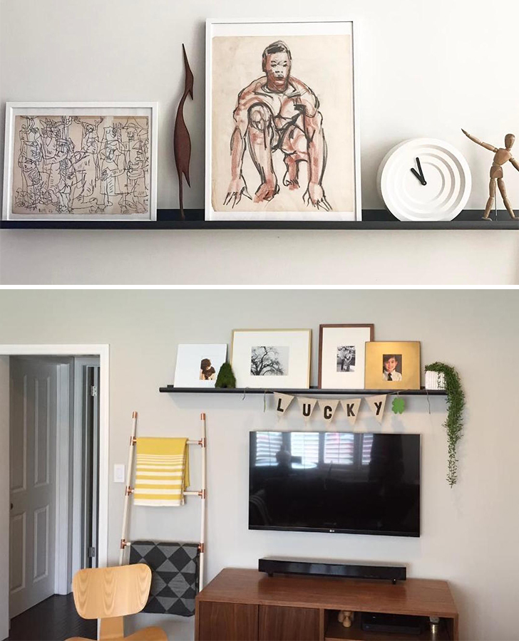 Trace wall ledges in living space