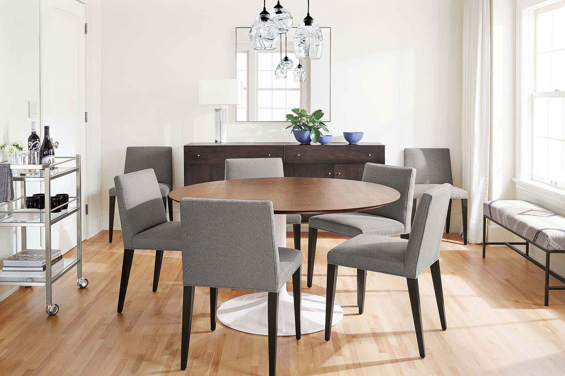 Modern dining room with Aria table and Ava chairs