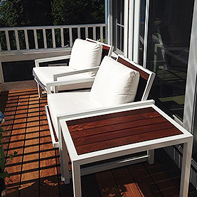 Montego outdoor lounge chairs and Montego end table