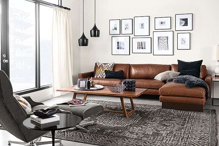 Leather Furniture, Semi Aniline Leather Sectional