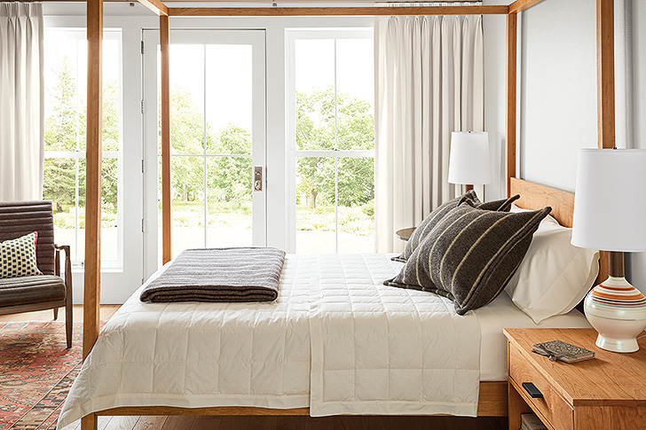 Surrey blanket, Passage blanket & shams atop our Hale bed