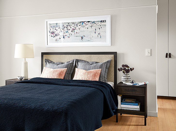 Chapman steel bed with upholstered headboard