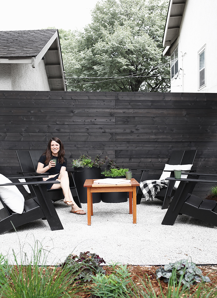 Emmett lounge chairs in Melissa's modern backyard