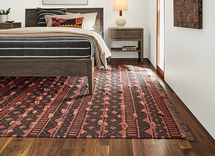 Ember tufted rug in bedroom