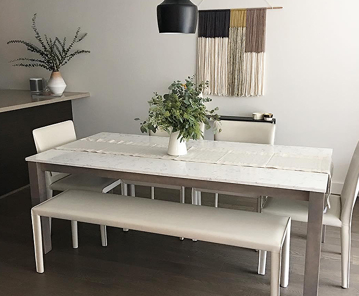 Table + chair combos: Linden table with Sava chairs and stool