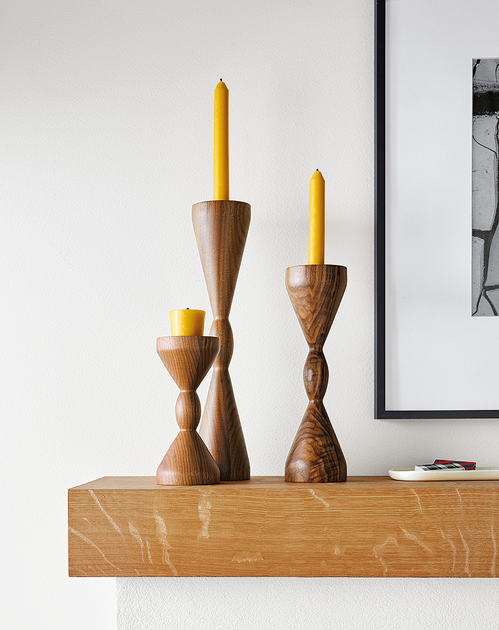 Halifax turned wood candle holders