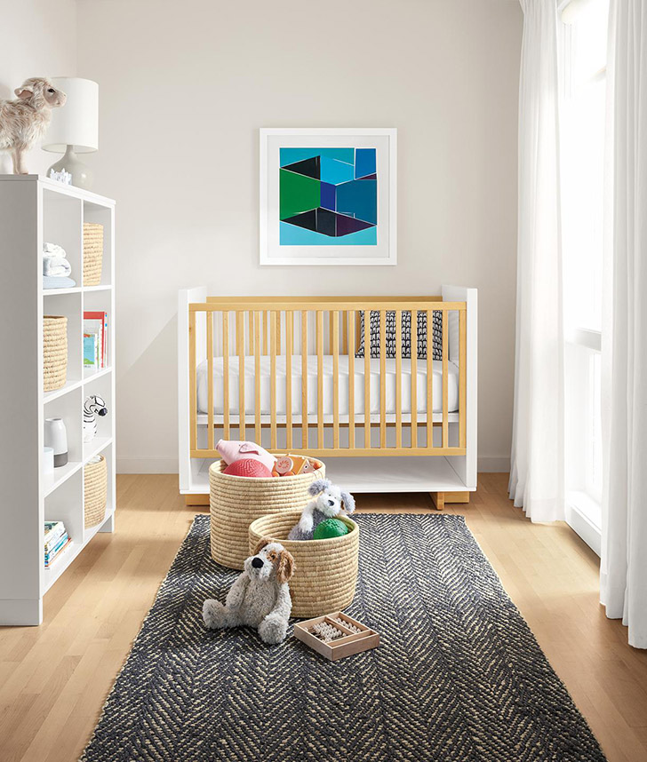 Moda nursery crib and bookcase
