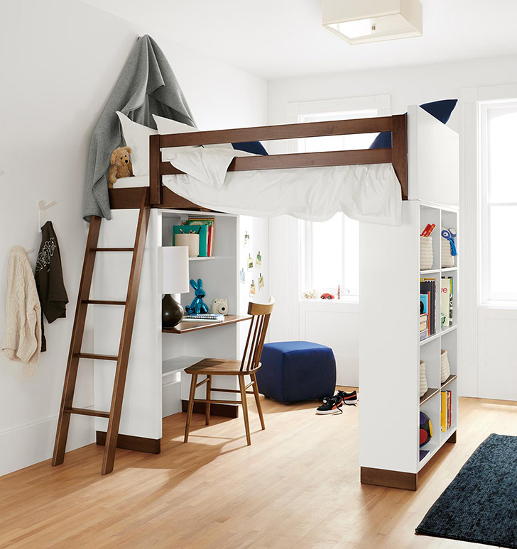 Moda kids loft bed and bookcase