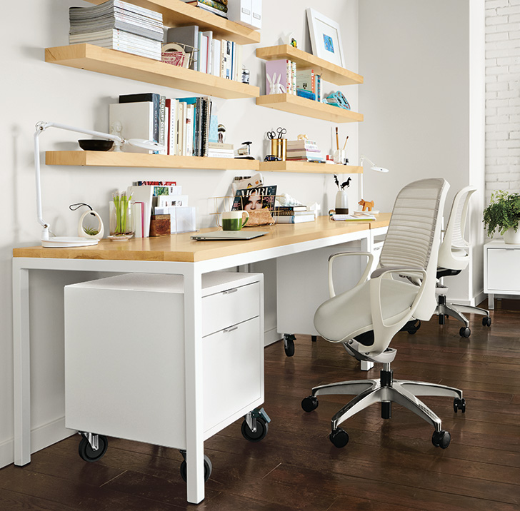 Copenhagen rolling file cabinet under Pratt desk with Luce chair