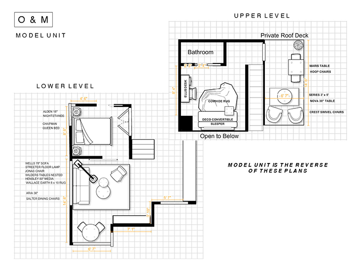 Floor plan of San Francisco small space condo by Room & Board San Francisco