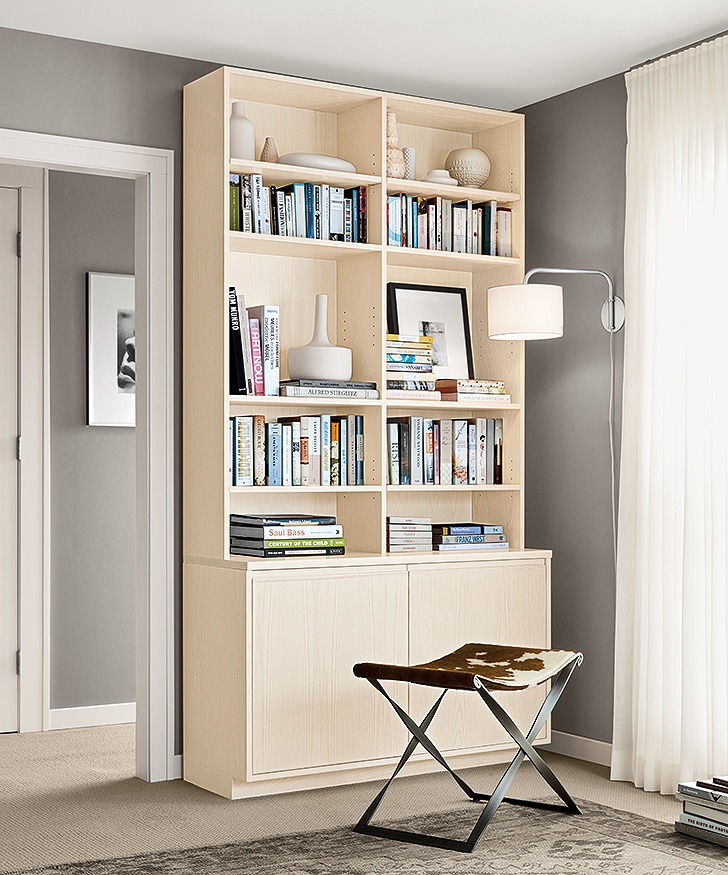 Custom Keaton bookcase in sand