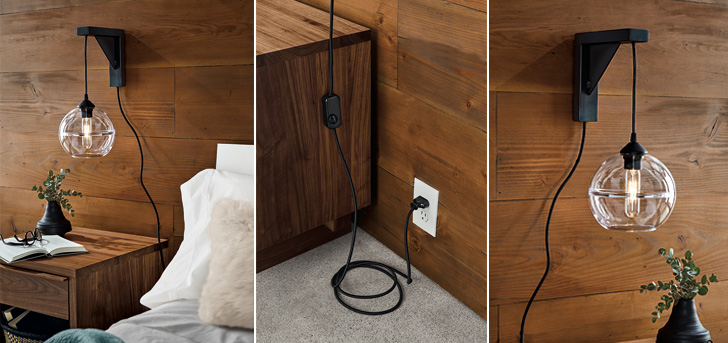 Tandem plug-in sconce turns any pendant into a sconce.