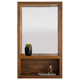 Loft mirror with shelf in walnut