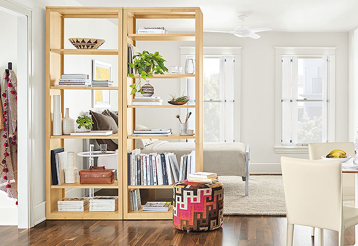 Divide Small Spaces With Bookshelves For Separation