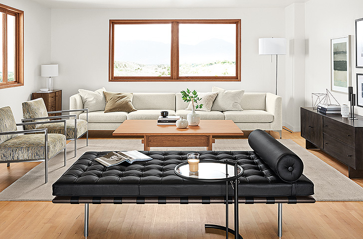 modern black and white living room
