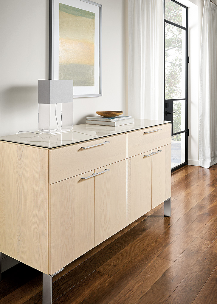 Modern wood storage cabinet with ceramic top