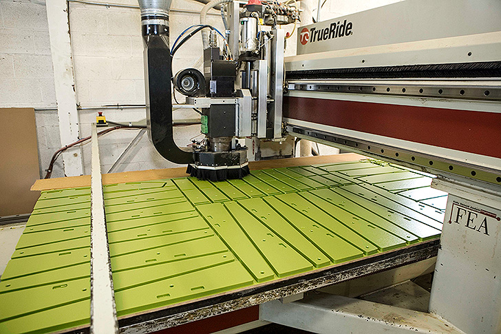recycled HDPE on a laser cutting table