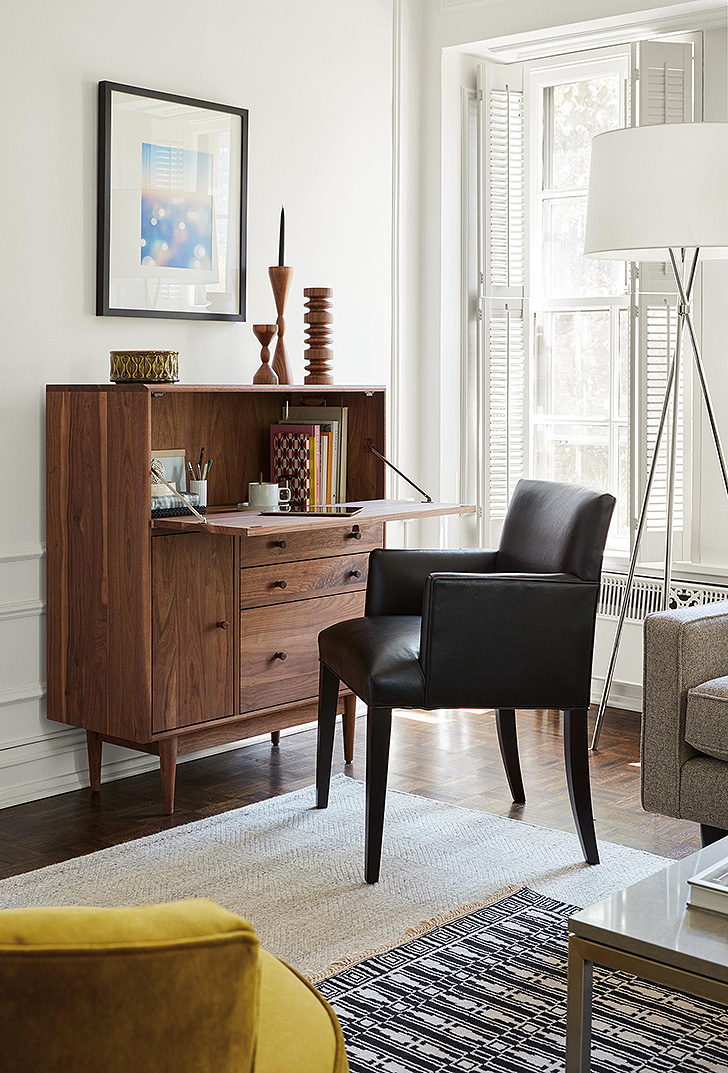 Wood office armoire in home office