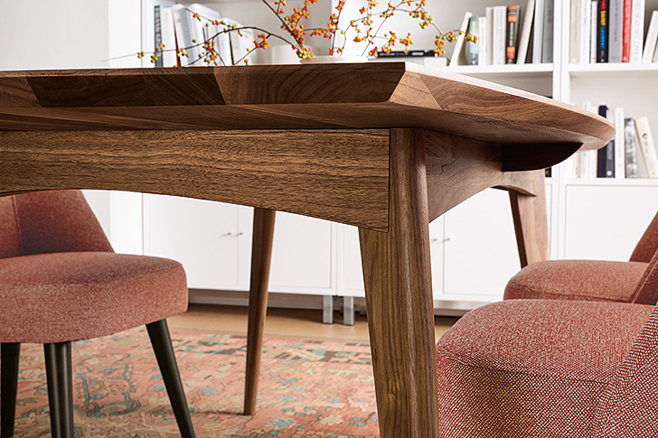 Scandinavian-inspired Ventura walnut wood dining table