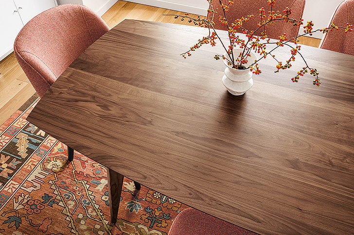 Scandinavian-inspired Ventura walnut wood dining table
