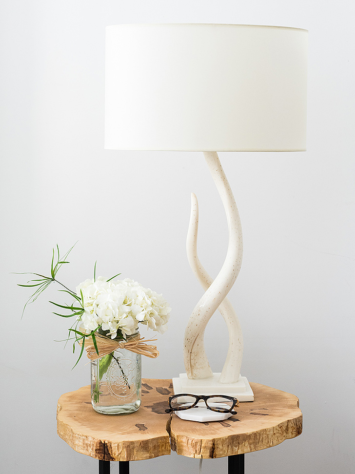 Modern end table with sugar maple top