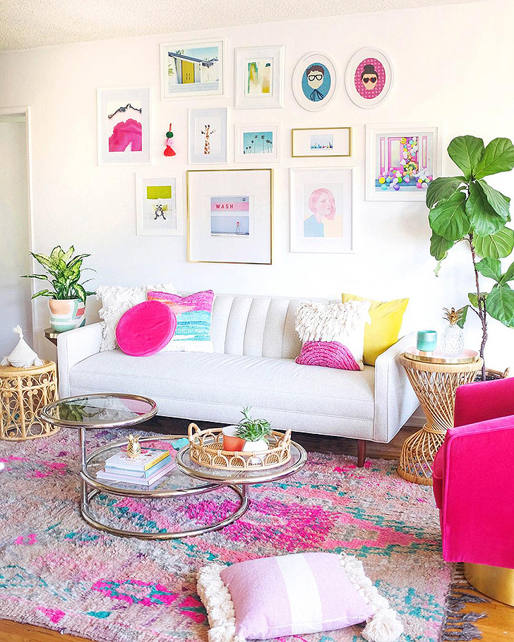 Custom Goodwin sofa in colorful living room by Hot Pink Pineapples