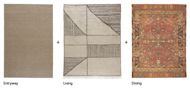 Coordinating rugs in warm tones