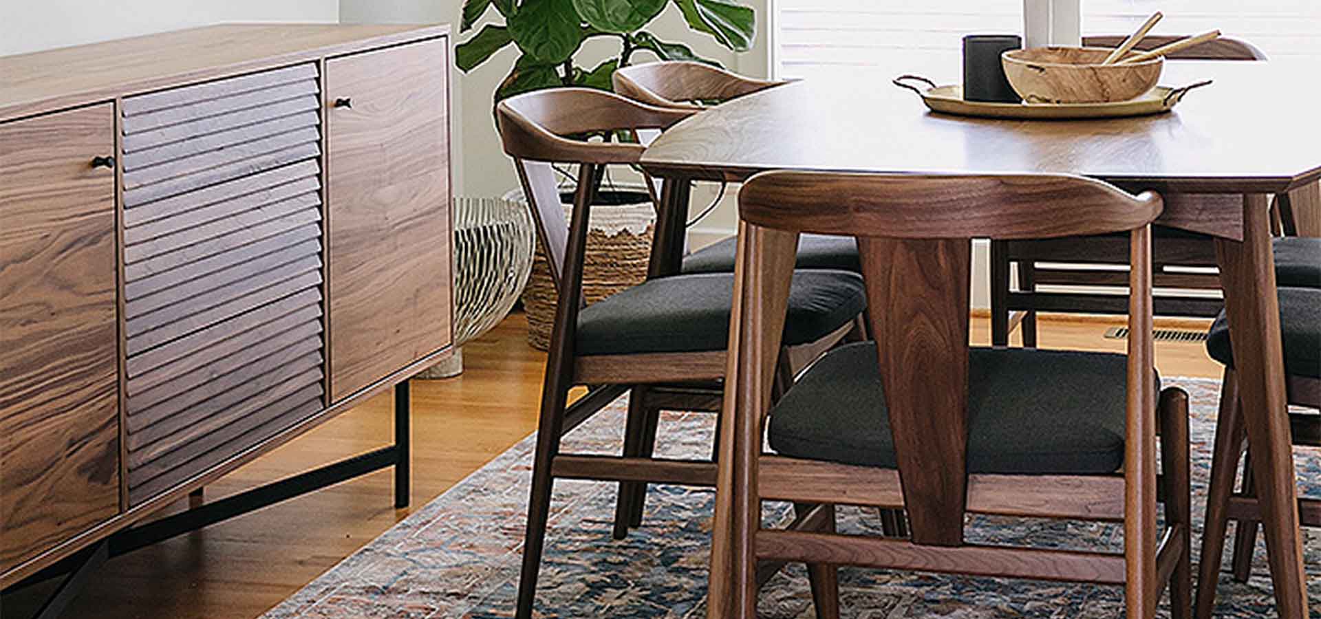 Dining room with modern wood dining furniture