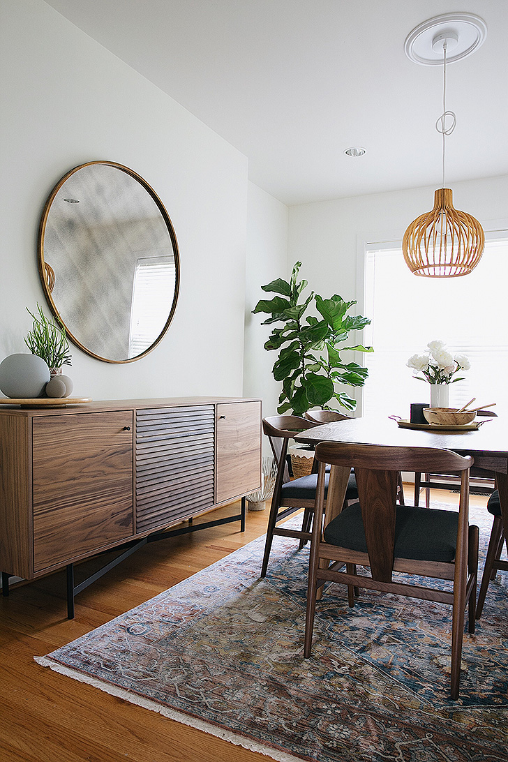 Modern dining room with Room & Board dining table and chairs