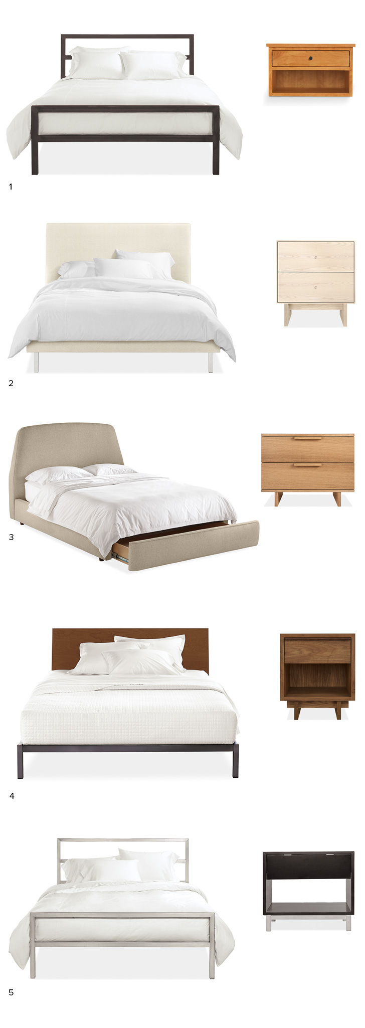 Bed and nightstand pairings