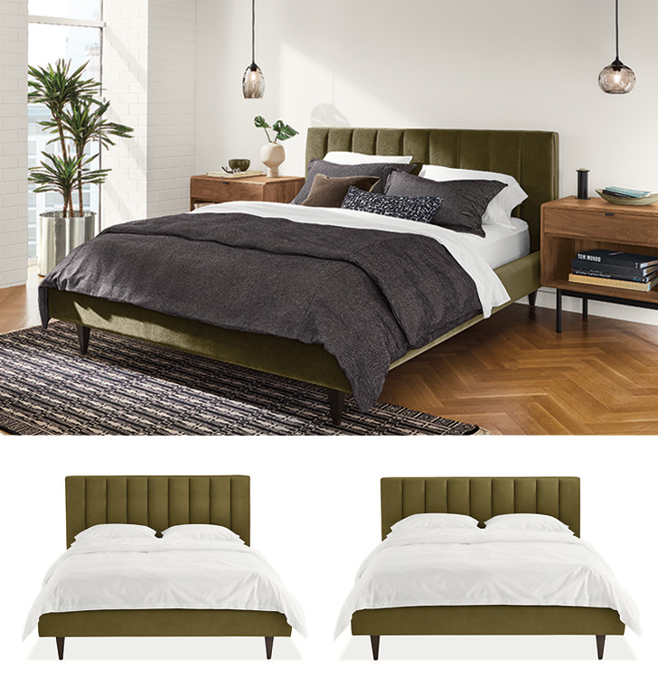Hartley bed in two headboard height options