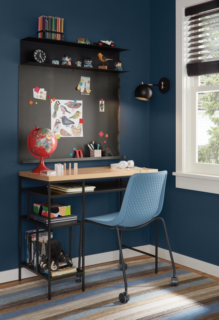 Kids room with Mini Rain office chair and Bowen desk.