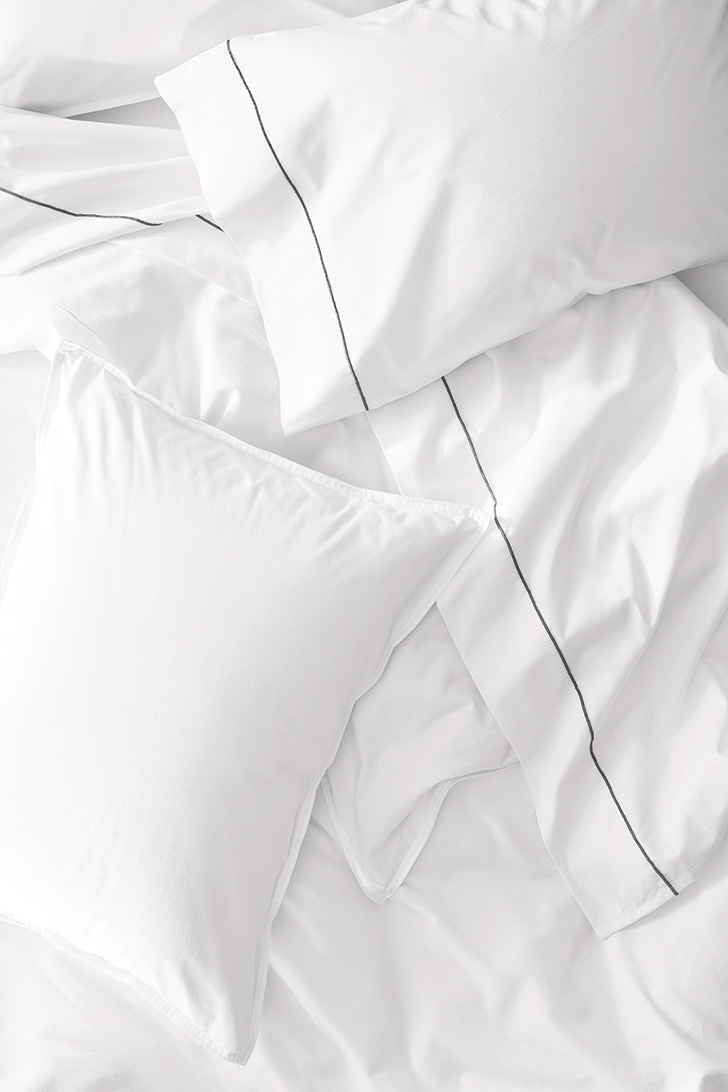 white American-made cotton sheets and duvet