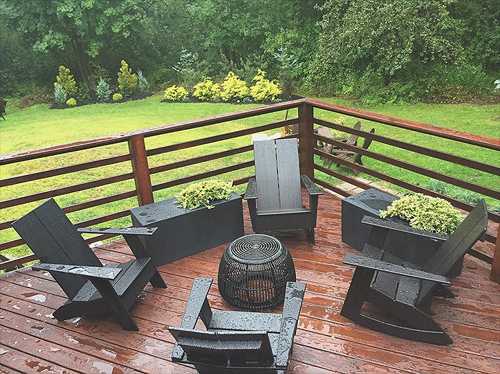Four grey outdoor chairs