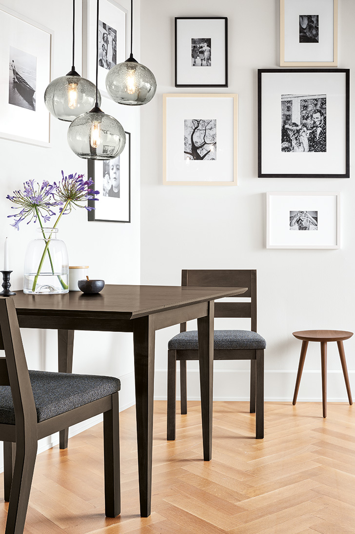 Drop-leaf table in small dining room