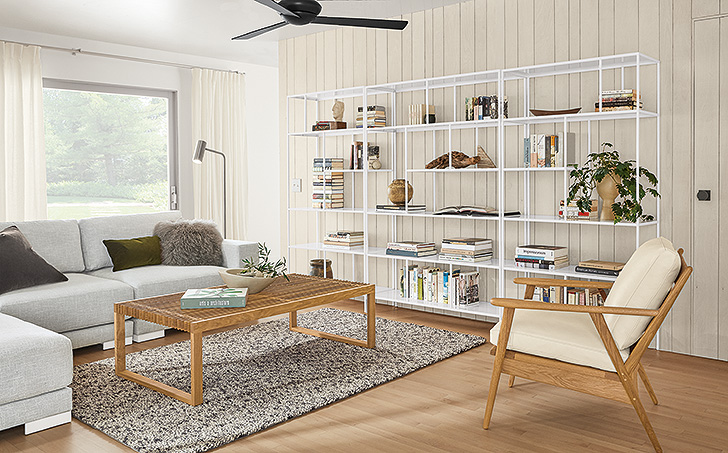 Modern farmhouse living room with white accents