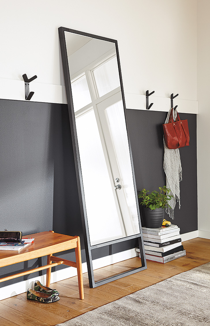 Large natural steel leaning Soho mirror