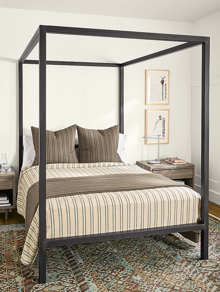 Natural steel canopy bed